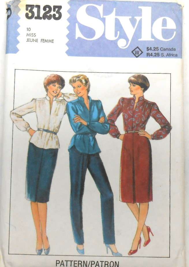 STYLE 3123 BLOUSE-SKIRT-PANTS SIZES-10 BUST 83 CM COMPLETE