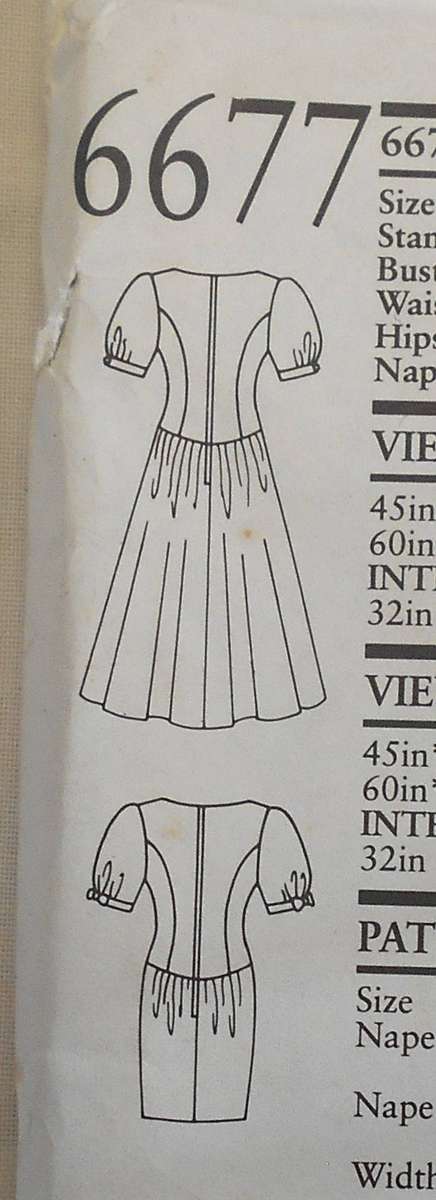 NEW LOOK PATTERNS 6677 HIPSTER DRESS WITH ROUND NECK SIZE 6-16 COMPLETE-UNCUT-F/FOLDED