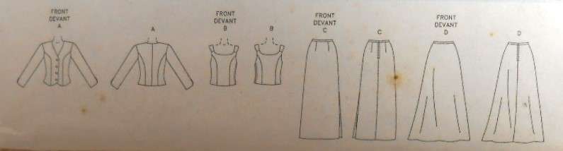 BUTTERICK 3703 STUNNING JACKET-TOP-SKIRT SIZE 8-10-12 COMPLETE-UNCUT-F/FOLDED