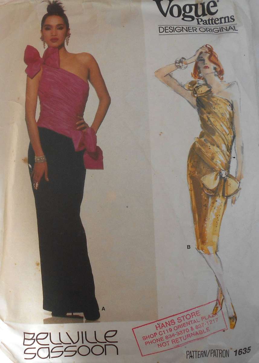 VOGUE DESIGNER ORIGINAL 1635 CLOSE FITTING ONE SHOULDER DRESS SIZE 10 SEE LISTING