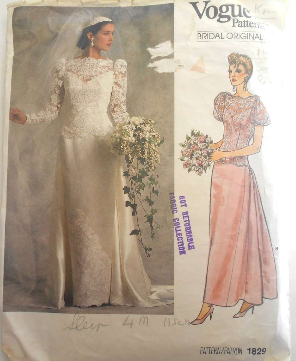 VOGUE 1829 BRIDAL DRESS SIZE-14 COMPLETE