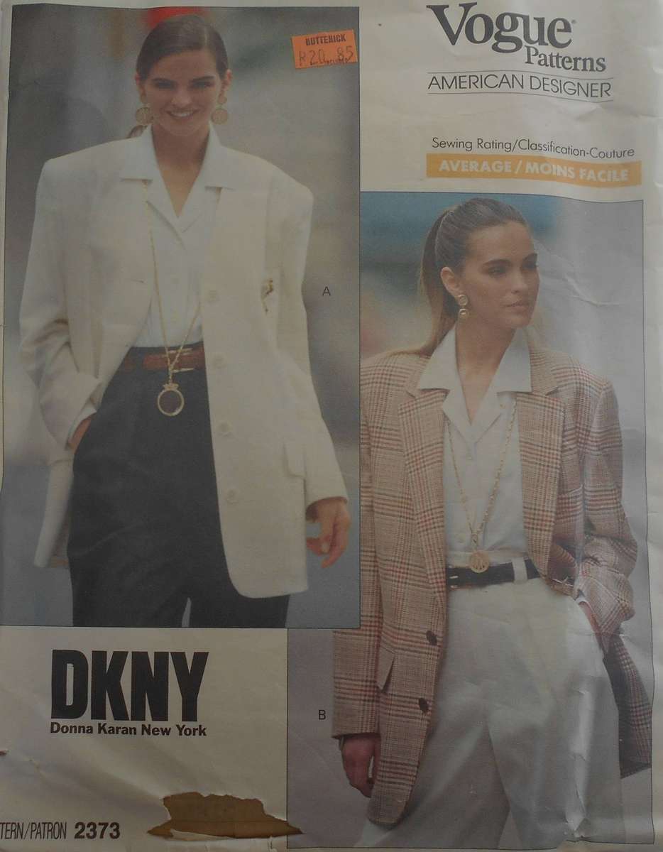 VOGUE DKNY DONNA KARAN 2373 JACKET SIZE 12-14-16 COMPLETE-CUT TO 16