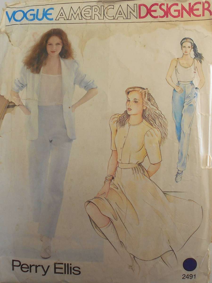 VOGUE AMRICAN DESIGNER PERRY ELLIS 2491 JACKET-PANTS-SKIRT-BLOUSE-TOP SIZE 10 COMPLETE