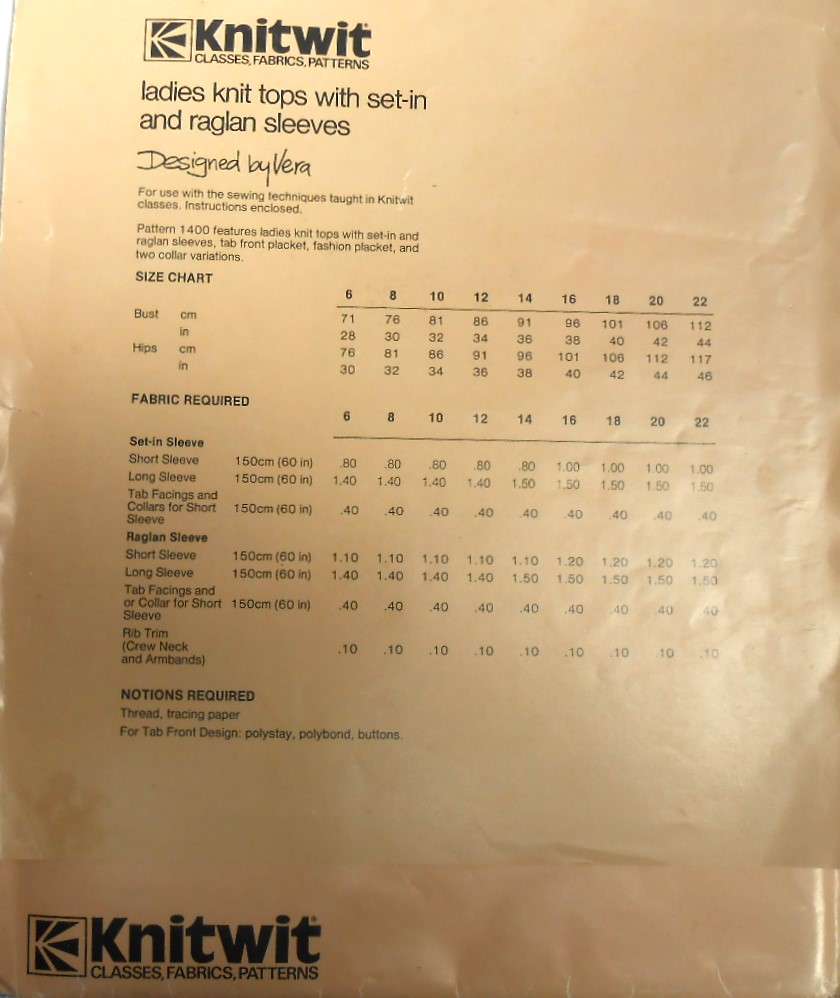 KNITWIT 1400 LADIES KNIT TOPS WITH SET IN & RAGLAN SLEEVES SIZES 6-22