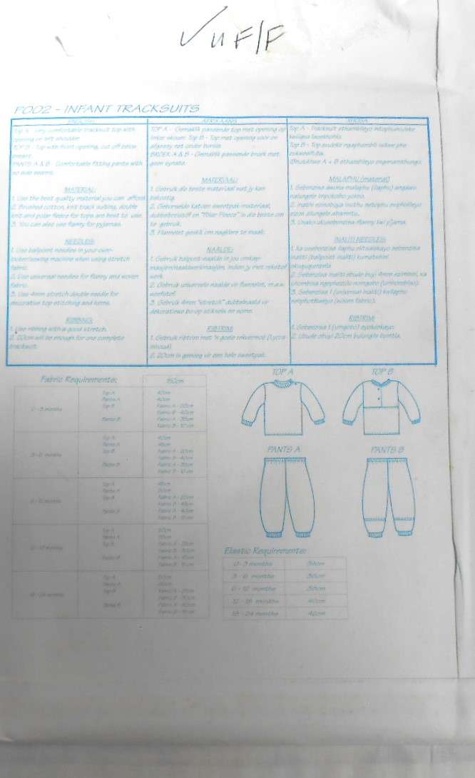 EASY STITCH PATTERNS P002 INFANT TRACKSUIT SIZES 0 -24 MONTHS COMPLETE-UNCUT-F/FOLDED