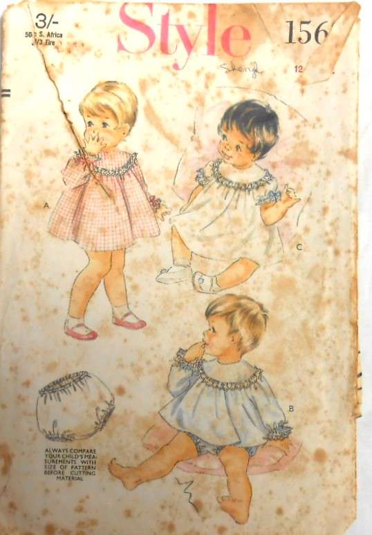 VINTAGE STYLE 1562 TODDLERS ROUND YOKE DRESS+PANTIES SIZE 1 YEAR COMPLETE