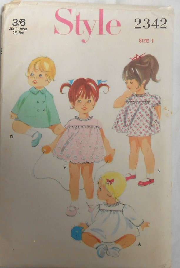 VINTAGE STYLE 2342 TODDLERS DRESS & COAT SIZE 1 YEAR COMPLETE & UNCUT