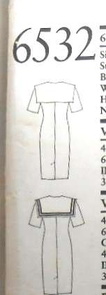 NEW LOOK PATTERNS 6532 DRESS WITH LARGE SQUARE BACK COLLAR SIZE 6-18 -COMPLETE-CUT TO 10