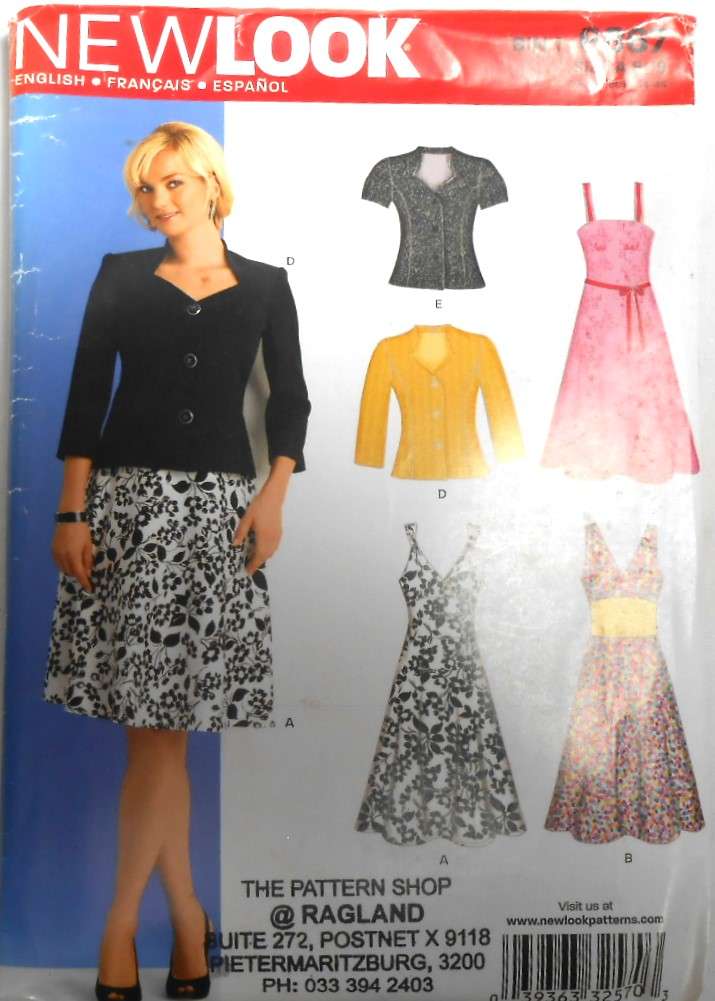 NEW LOOK 6867 SUMMER DRESS-WITH SWEETHEART NECK SHAPED JACKET SIZE 8-18 - COMPLETE-PART CUT 18