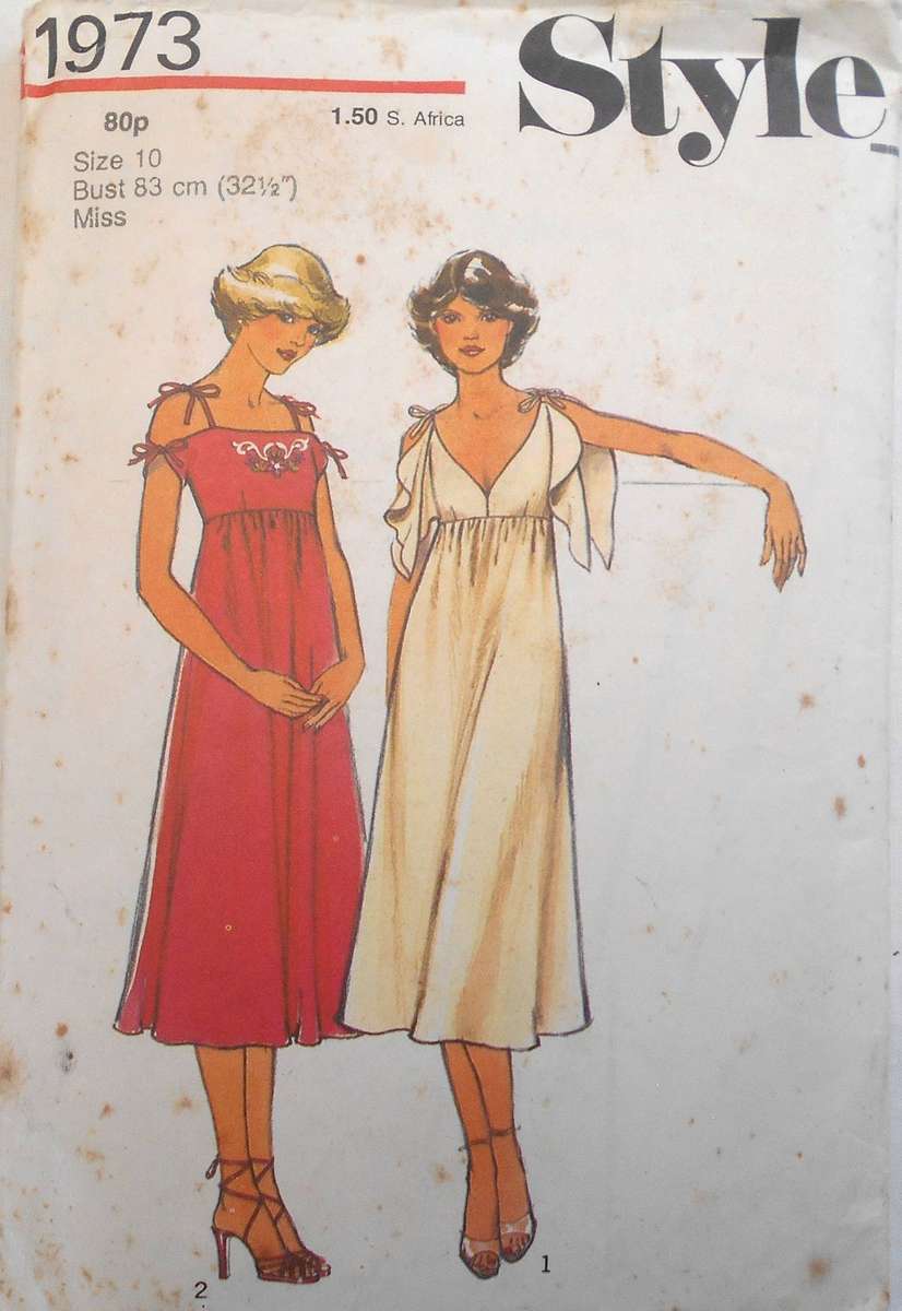 STYLE 1973 HIGH WAISTED DRESS WITH TIE SHOESTRING STRAPS SIZE 10 BUST 8 CM COMPLETE