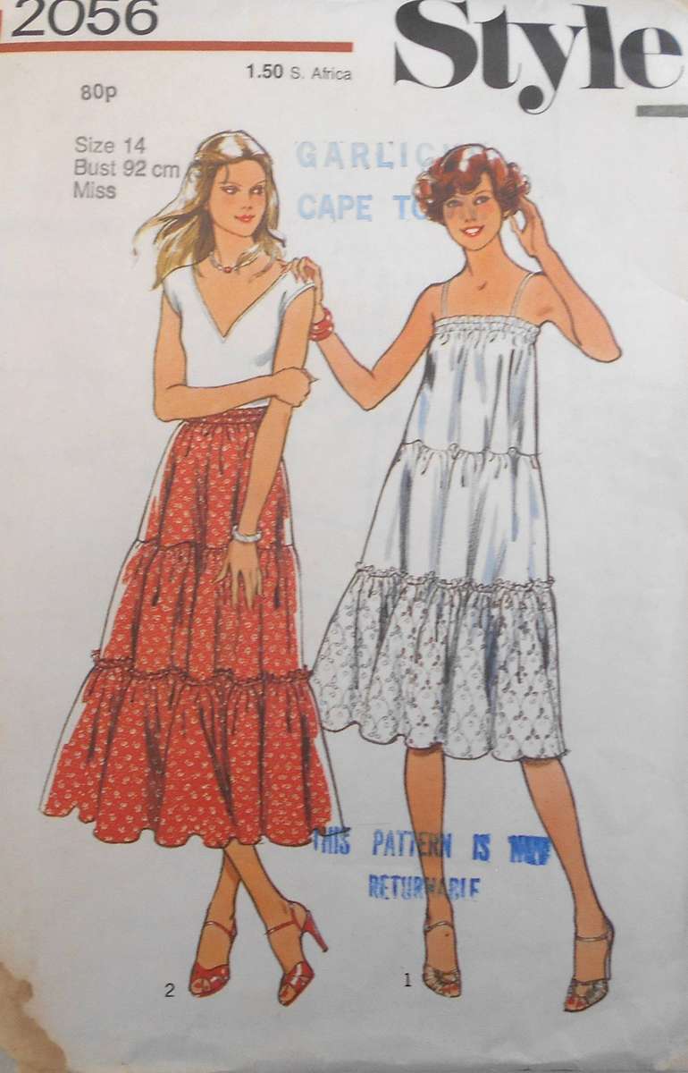 STYLE 2056-TIERED DRESS OR SKIRT SIZE 14 BUST 92 CM COMPLETE-NO SEWING INSTRUCTIONS