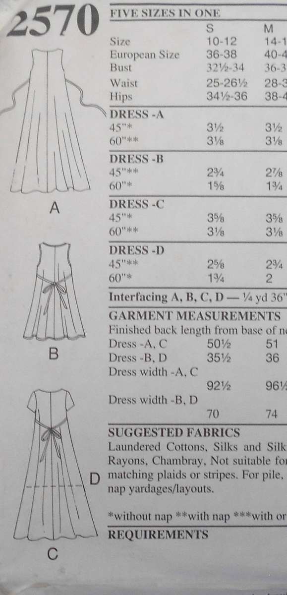 STYLE 2570 DRESS WITH TIEBACK SIZE S-XXL COMPLETE-CUT TO S10-12