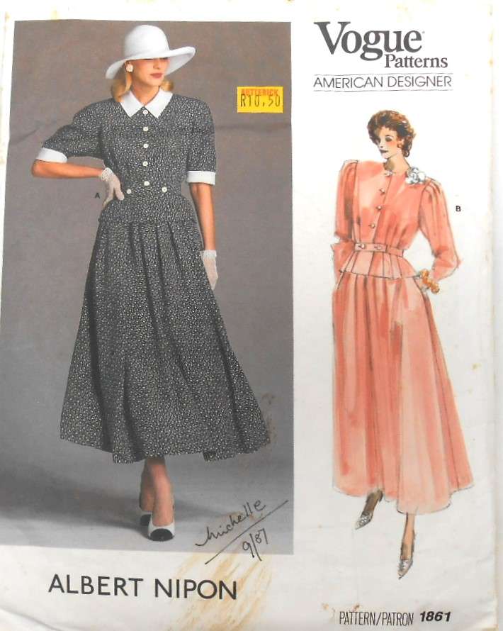 VOGUE AMERICAN DESIGNER 1861 SEMI FITTED TOP & SKIRT SIZE 12 COMPLETE