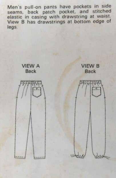 KWIK SEW 2001 MENS PULL ON PANTS SIZE S-M-L-XL (28-42) COMPLETE CUT TO XL 40-42