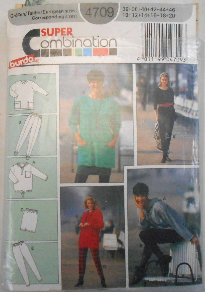BURDA 4709 PULL ON STIRRUP PANTS & SWEATSHIRT TOP SIZE 8-18 COMPLETE CUT TO 12/14