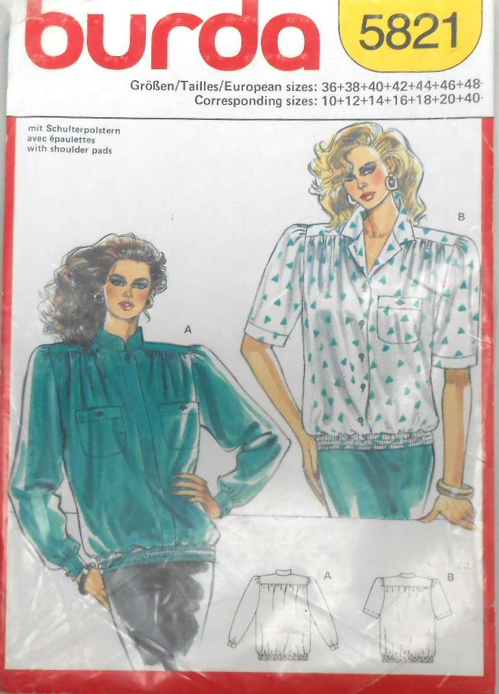 BURDA 5821 BLOUSES SIZE 10-40 COMPLETE CUT TO 40