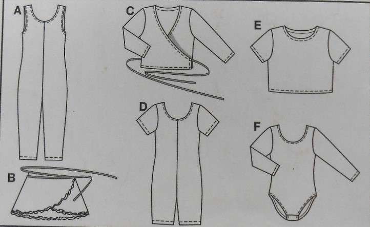 BURDA 9914 GIRLS UNITARD-SKIRT-WRAP TOP-LEOTARD SIZE 3-8 YEARS COMPLETE CUT TO 8 YEARS-ZIPLOC