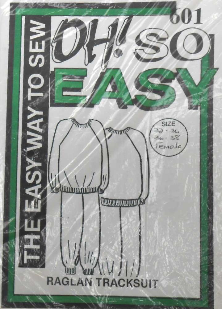 OH SO EASY PATTERNS 601 RAGLAN TRACKSUIT SIZE 32-34-36-38 COMPLETE-UNCUT-F/FOLDED