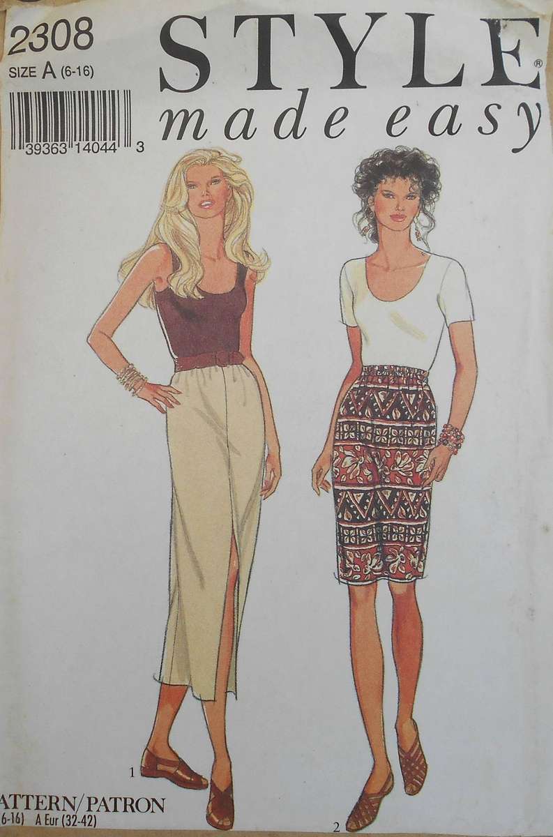 STYLE 2308 STRAIGHT SKIRTS WITH CENTRE SPLIT SIZE 6-16 COMPLETE CUT TO 14-ZIPLOC