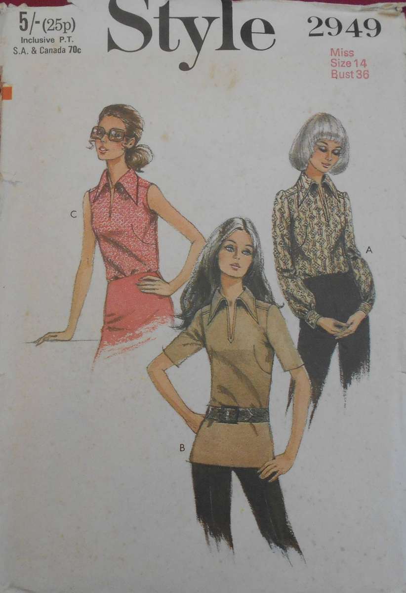 VINTAGE STYLE 2949 BLOUSE WITH YOKE SIZE 14 BUST 36