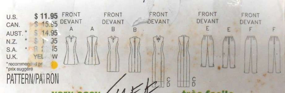 BUTTERICK 5585 DRESS-TUNIC WITH STAND UPCOLLAR-PANTS SIZE 14-16-18 COMPLETE-UNCUT-F/FOLDED