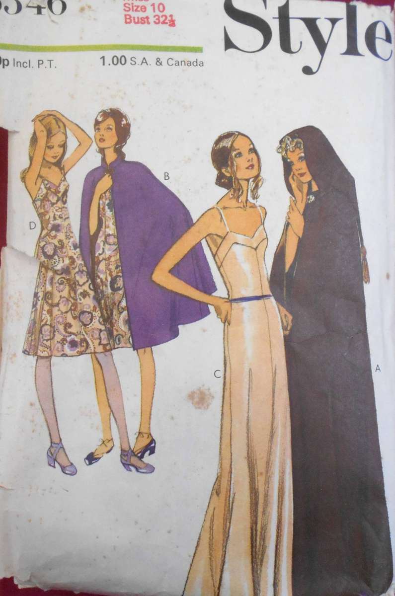 VINTAGE STYLE 3346 CAPE & DRESS IN 2 LENGTHS SIZE 10 BUST 32 1/2