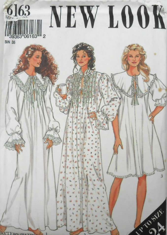 NEW LOOK PATTERNS 6163 LADIES NIGHTGOWNS SIZE S-XL (10-24) COMPLETE-UNCUT-F/FOLDED