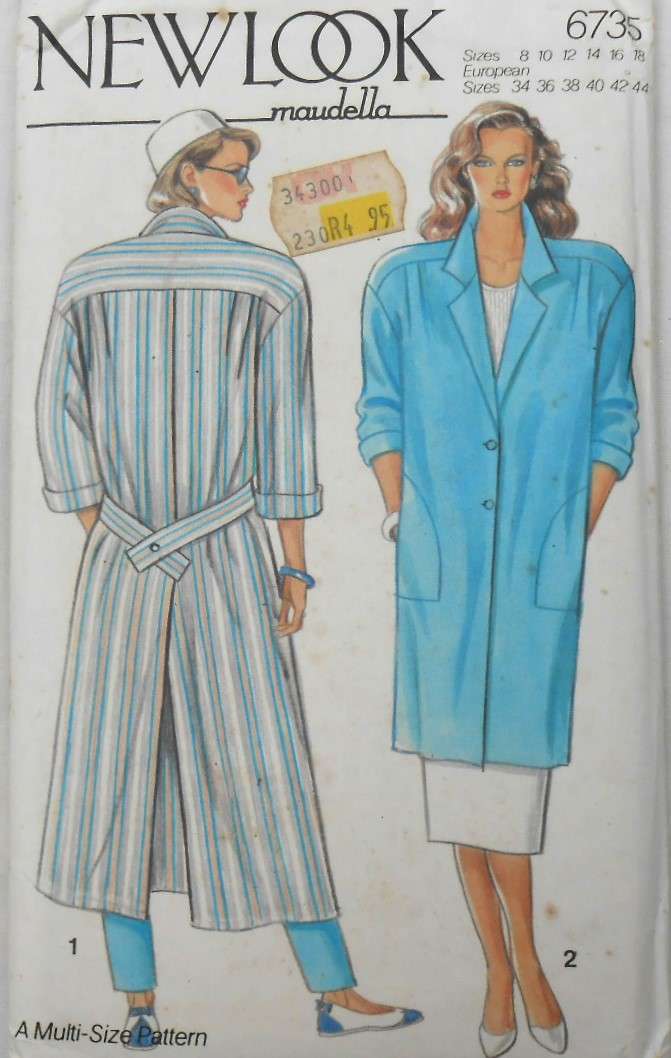 NEW LOOK PATTERNS 6735 COAT SIZE 8-18 COMPLETE-UNCUT-F/FOLDED