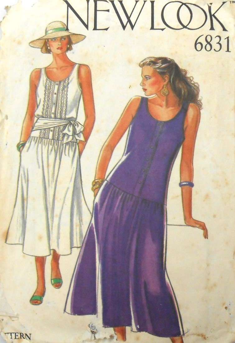 NEW LOOK PATTERNS 6831 HIPSTER DRESS & SASH SIZE 8-18 COMPLETE-CUT TO 12