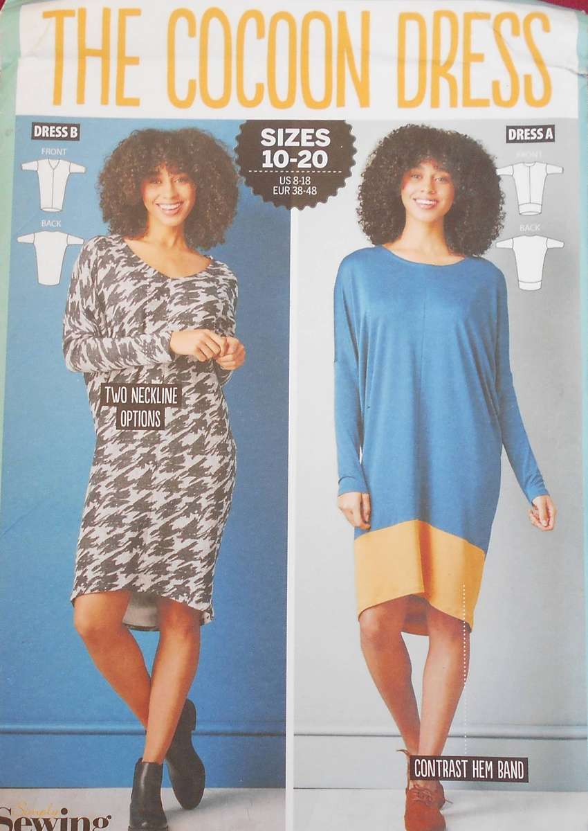 SIMPLY SEWING-THE COCOON DRESS SIZE 10-20 COMPLETE-UNCUT-F/FOLDED