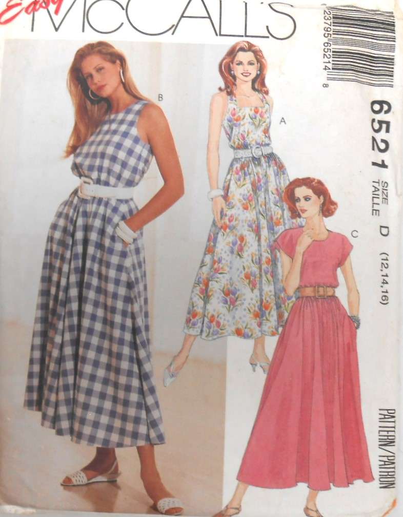 McCALLS 6521 SEMI FITTED DRESS WITH BODICE VARIATIONS S1ZE 12-14-16 COMPLETE-UNCUT-F/FOLDED