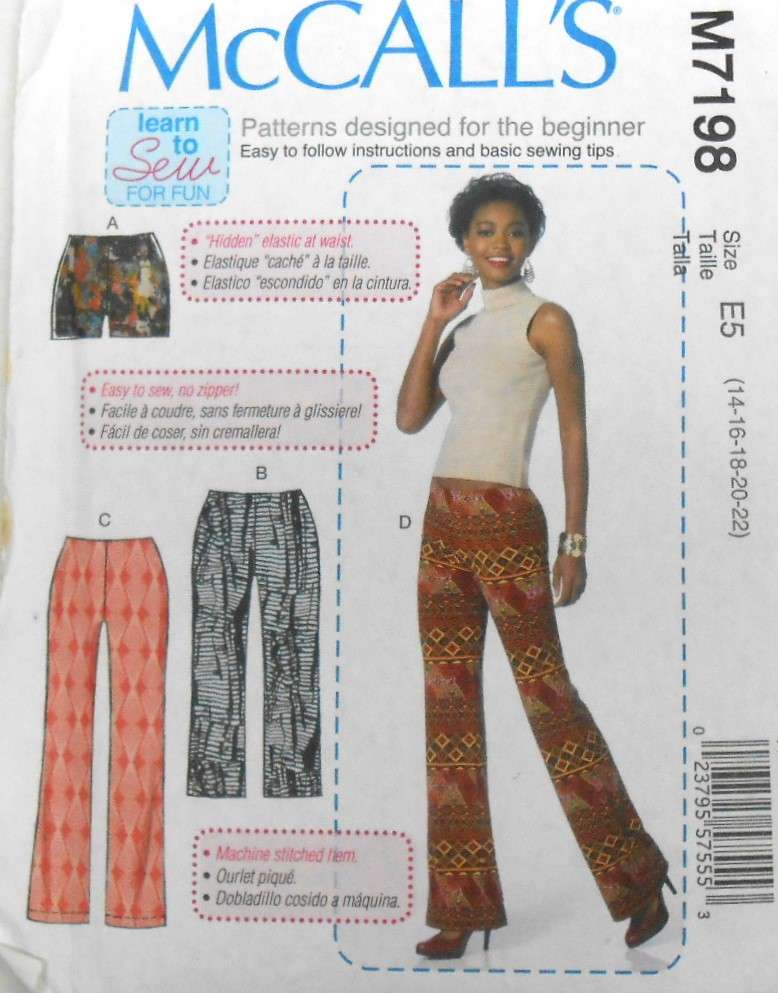 McCALLS M7198 SHORTS & PANTS SIZE 14-16-18-20-22 COMPLETE-UNCUT-F/F