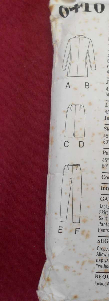 NEW LOOK PATTERNS 6410 JACKET WITH WIDE LAPELS-PANTS-SKIRT SIZE 6-16 COMPLETE CUT TO 16