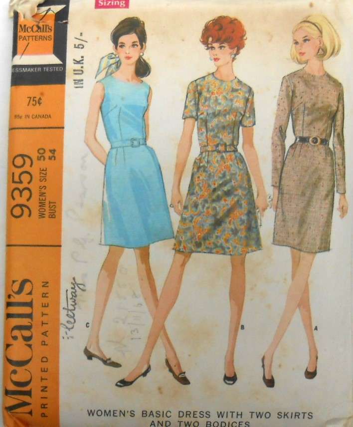 McCALLS 9359 WOMENS BASIC DRESS WITH  2 SKIRTS & 2 BODICES SIZE 50 BUST 54 COMPLETE