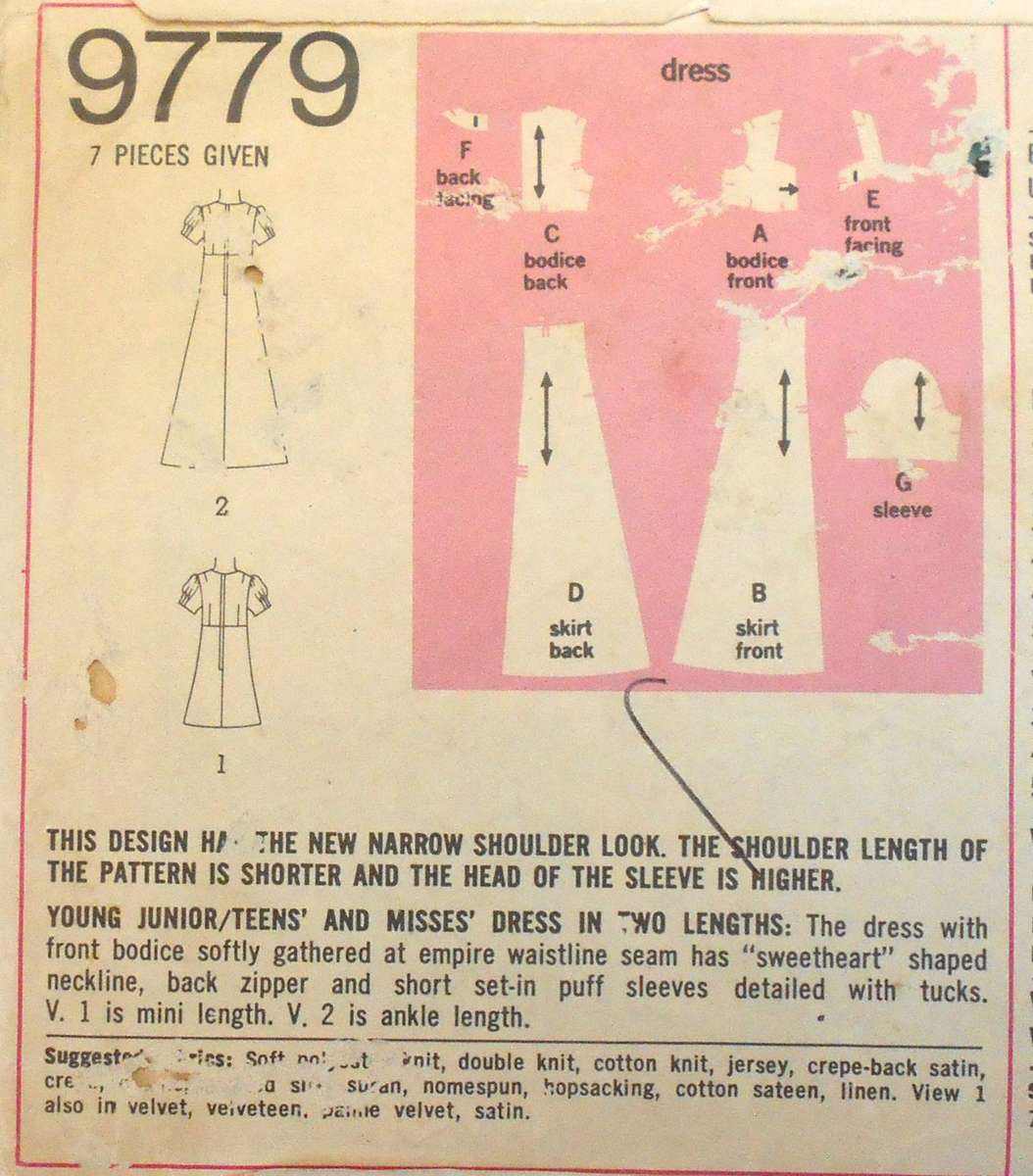 VINTAGE SIMPLICITY 9779 DRESS WITH SWEETHEART NECKLINE SIZE 16-COMPLETE