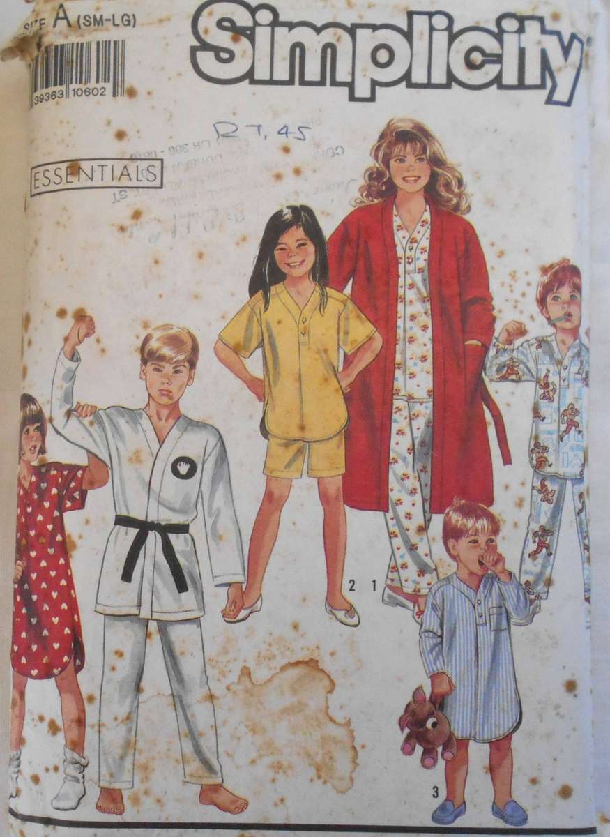 SIMPLICITY 9936 KIDS PJS-NIGHTSHIRT-ROBE SIZE S-M-L (26-32") COMPLETE CUT TO L