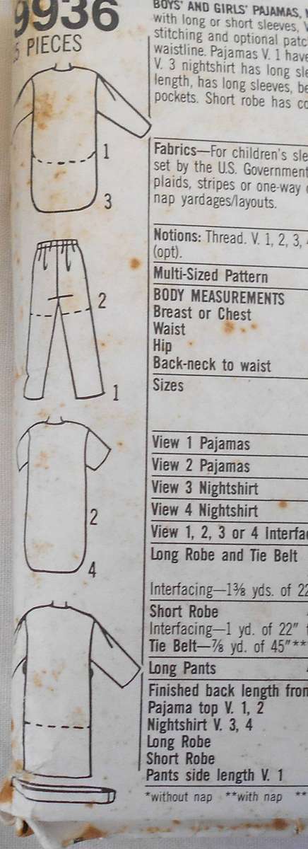 SIMPLICITY 9936 KIDS PJS-NIGHTSHIRT-ROBE SIZE S-M-L (26-32") COMPLETE CUT TO L