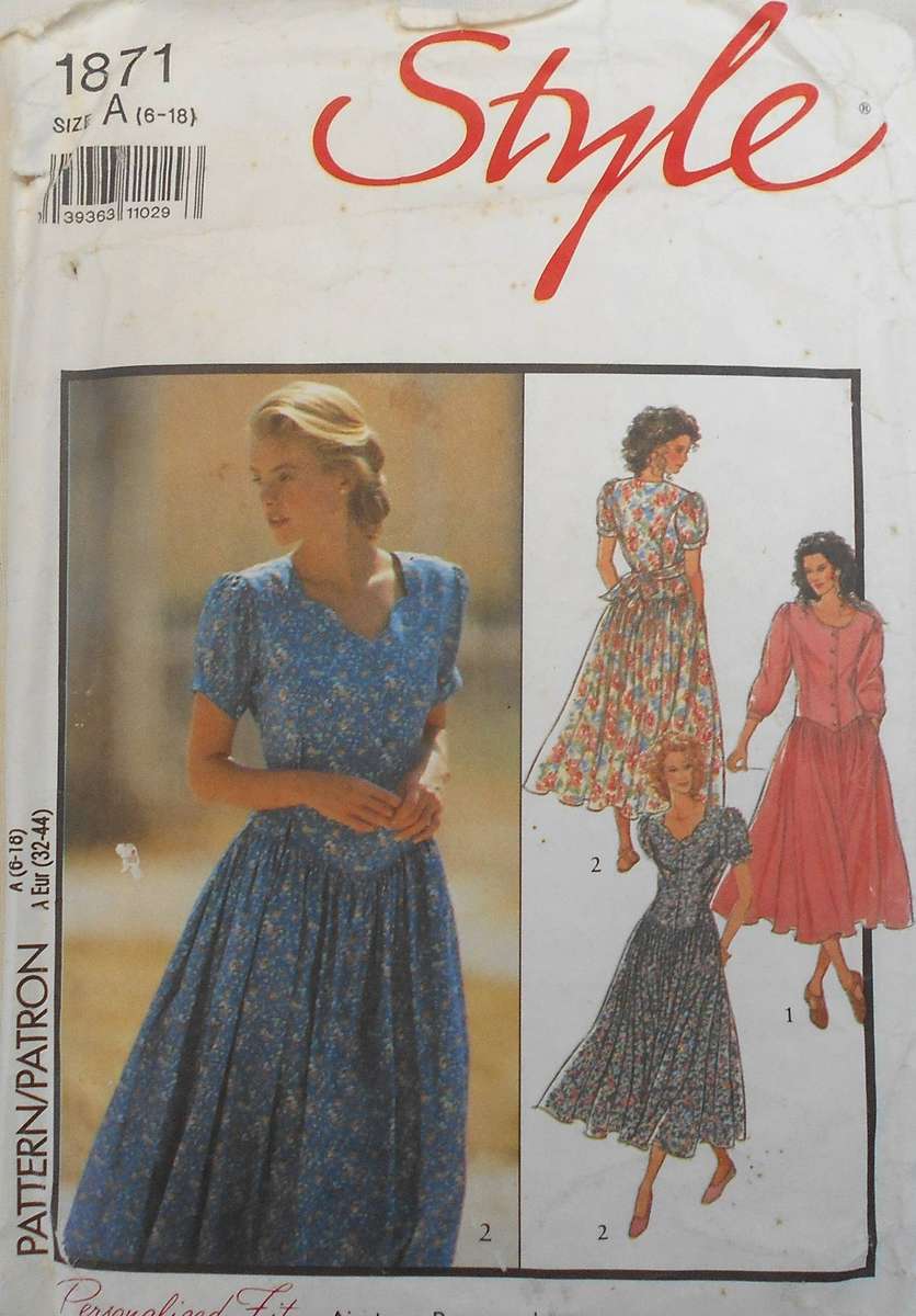 STYLE 1871 DRESS WITH PANELLED BODICE SIZE 6-18 COMPLETE CUT TO 16