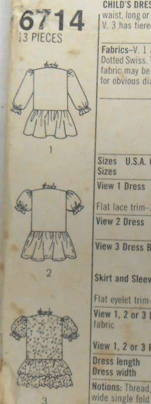 SIMPLICITY 6714 GIRLS RUFFLED DRESS SIZE 6 YEARS COMPLETE