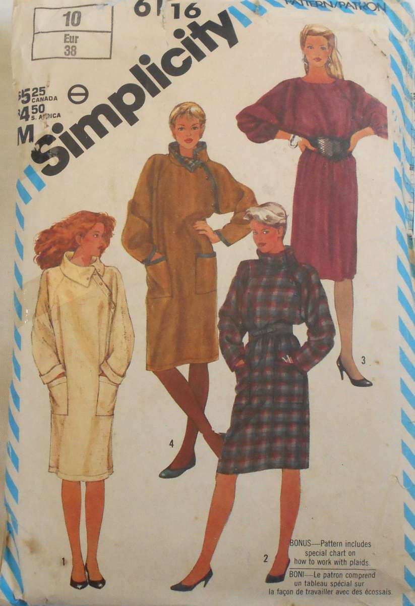 SIMPLICITY 6116 PULLOVER DRESS SIZE 10 COMPLETE