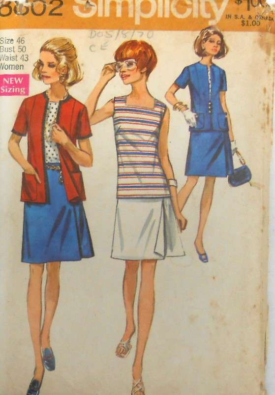 SIMPLICITY 8802 JACKET-PANTSKIRT-BLOUSE SIZE 46 BUST 50 COMPLETE-UNCUT-F/FOLDED