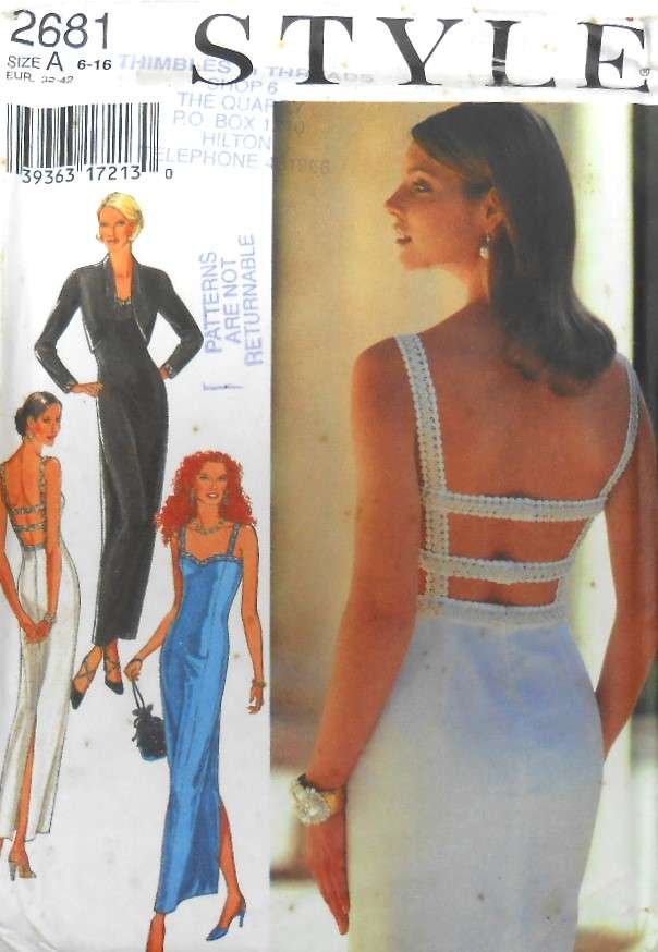 STYLE 2681 DRESS WITH BACK FEATURE & BOLERO SIZE 6-16 COMPLETE-UNCUT-F/FOLDED