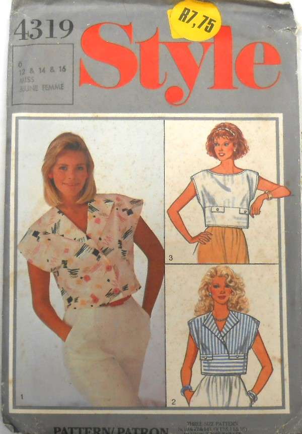 STYLE 4319 SET OF TOPS SIZE 12-14-16 COMPLETE-CUT TO 16