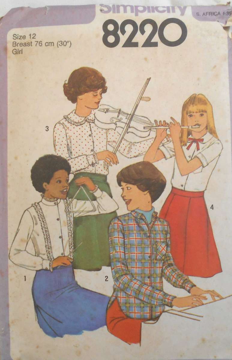 SIMPLICITY 8220 GIRLS SET OF BLOUSES SIZE 12 YEARS BREAST 76 CM COMPLETE