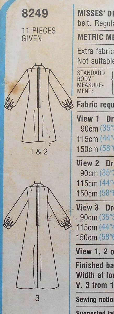 VINTAGE SIMPLICITY 8249 DRESS IN 2 LENGTHS SIZE 10 BUST 83 CM COMPLETE