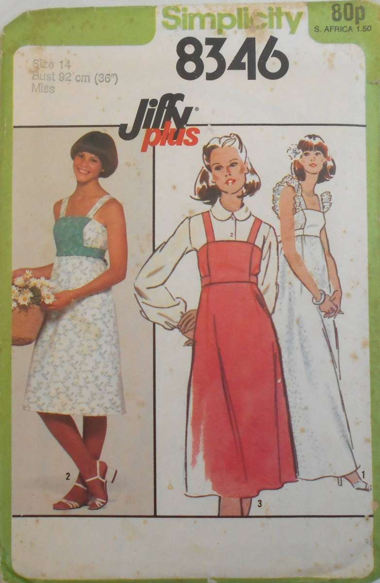SIMPLICITY 8346 STRAP DRESS OR PINAFORE DRESS SIZE 14 BUST 92 CM COMPLETE