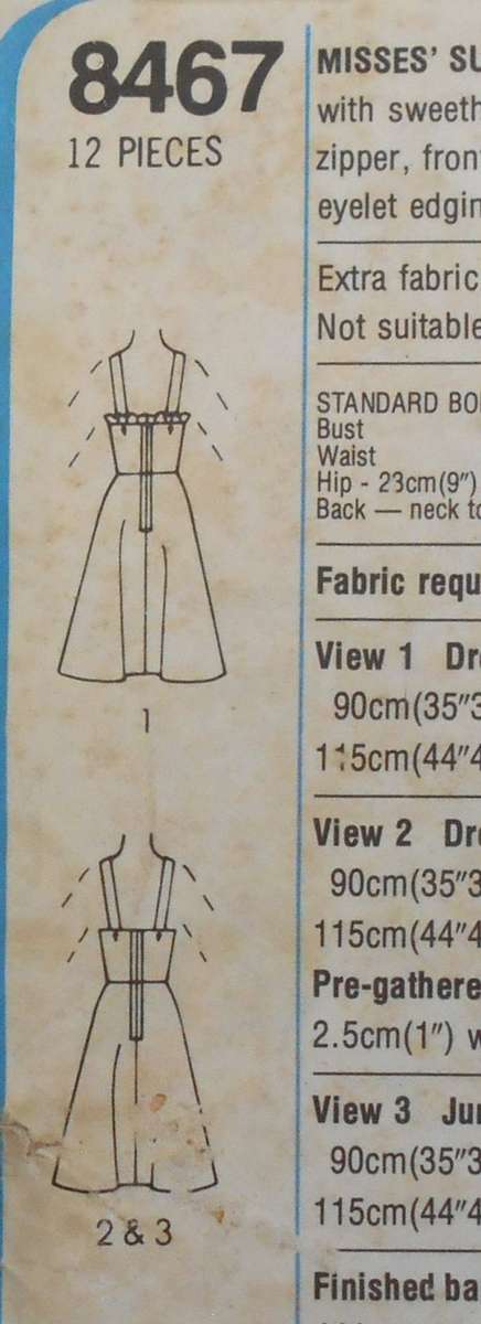 SIMPLICITY 8467 SUNDRESS OR PINAFORE SIZE 14 BUST 92 CM COMPLETE
