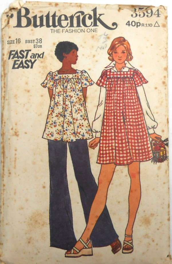 BUTTERICK 3594 MATERNITY DRESS-TOP-PANTS SIZE-16 BUST 36 COMPLETE