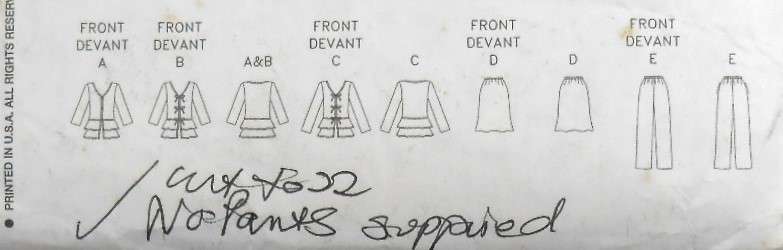 BUTTERICK B4466 TOP & SKIRT SIZE-16-18-20-22 NO PANTS PATTERN SUPPLIED-CUT TO 22