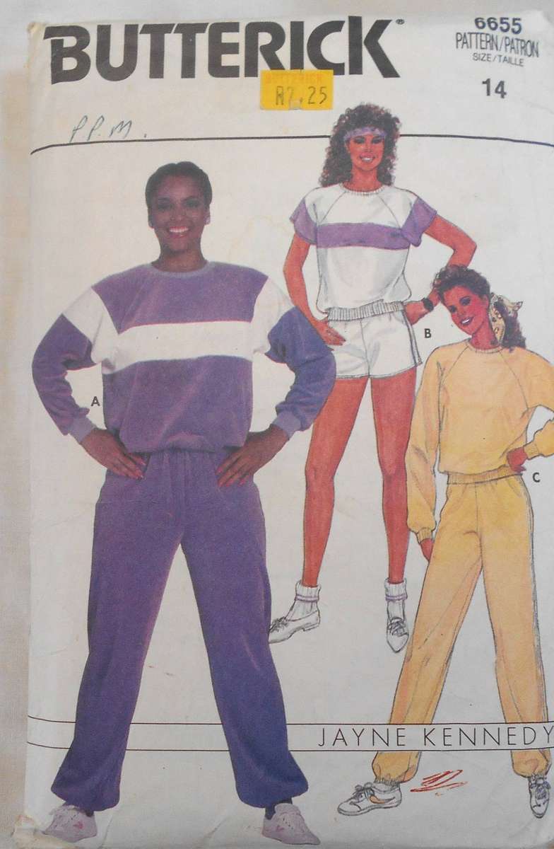 BUTTERICK 6655 UNISEX TRACKSUIT TOP-PANTS-SHORTS SIZE 14 COMPLETE